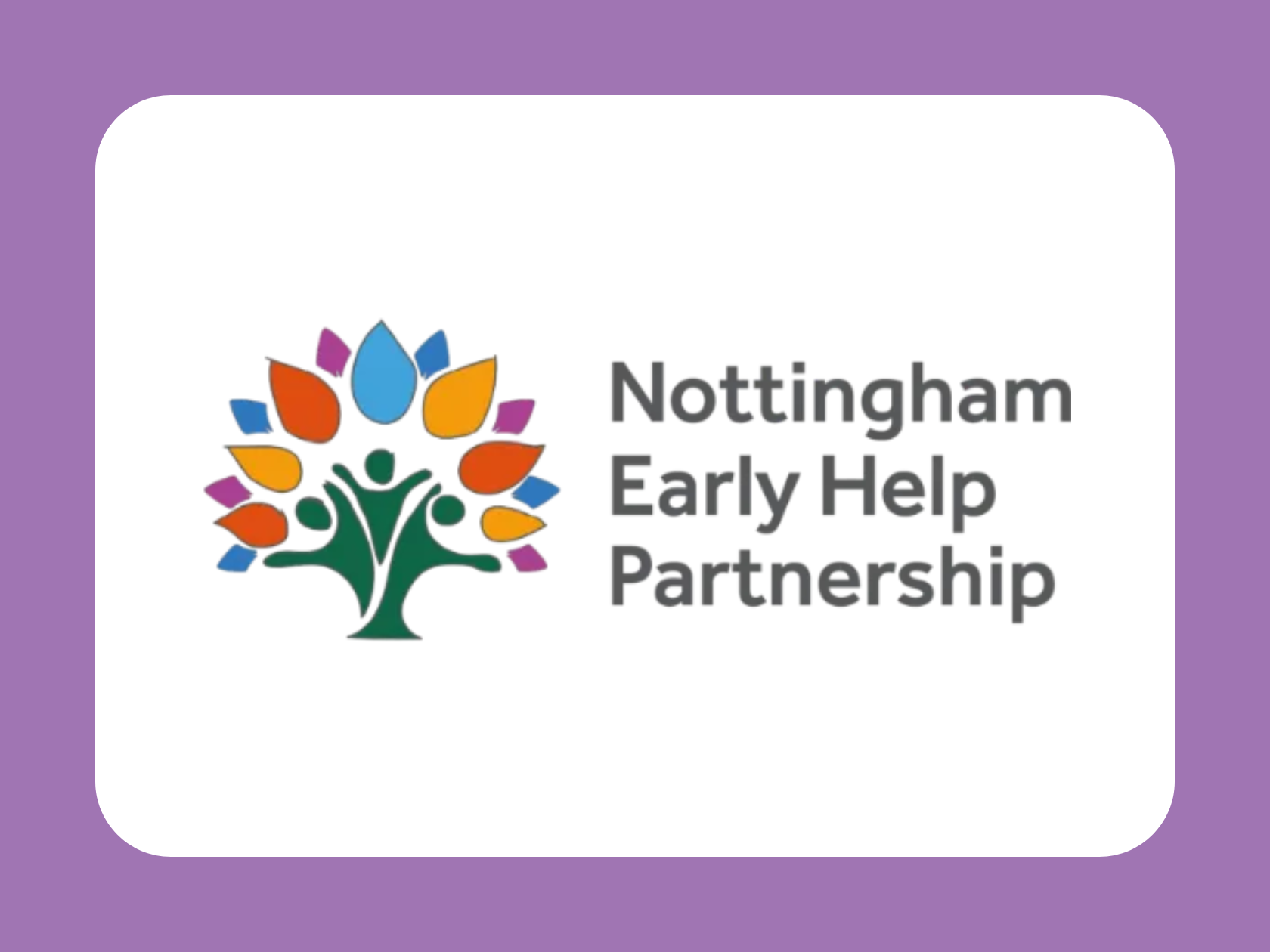 Nottingham Early Help Partnership logo with a colorful tree graphic on a white background.