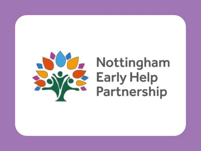 Nottingham Early Help Partnership logo with a colorful tree graphic on a white background.