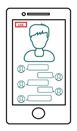 Image show a illustration of how live streaming looks on a mobile phone