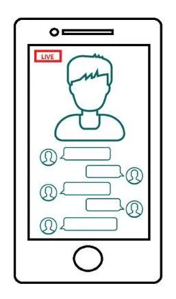 Image show a illustration of how live streaming looks on a mobile phone