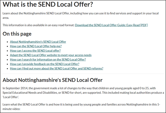 Screen shot of new webpage layout