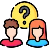 Two people with a question mark above their heads