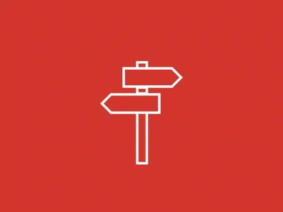 Sign post with directions for left and right