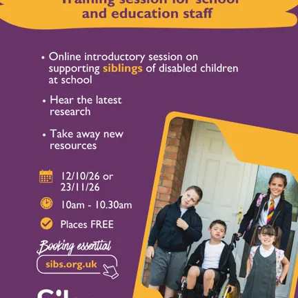Flyer about the session in purple and yellow
