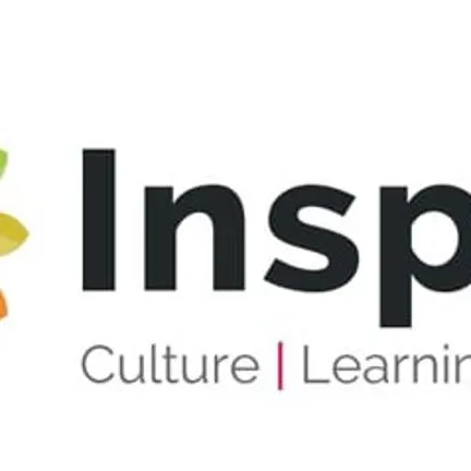 Inspire logo: Inspire Logo, Cake or flower made up from a colour wheel of stylised leaves.
