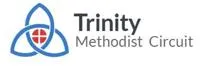 Blue triquetra with a white cross in a Red circle at its centre. Trinity Methodist Circuit in black font to the right of the symbol.