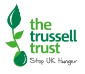 The Trussell Trust logo. Stop UK Hunger