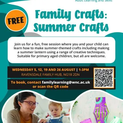 Family crafts: summer crafts. Join us for a free session making a summer lantern.