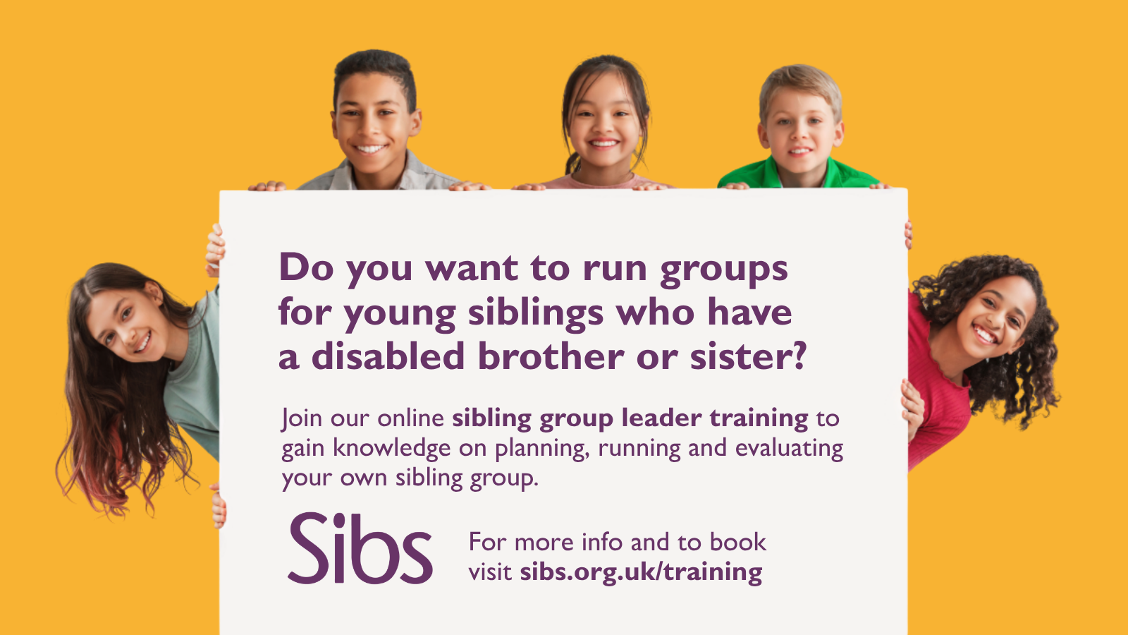 Flyer about the training in yellow and purple